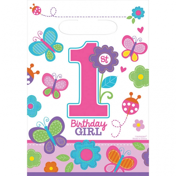 Levně Taštičky na dárky 1.narozeniny B-day girl 8ks