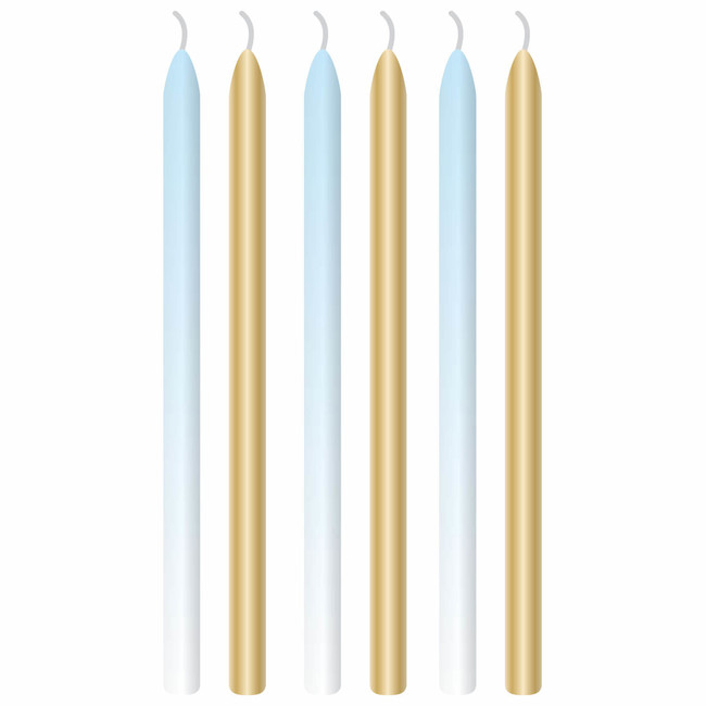 Dortové svíčky zlato-modré 6ks