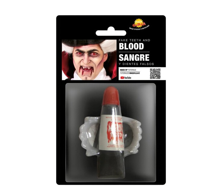 Upírské zuby + umělá krev v tubě