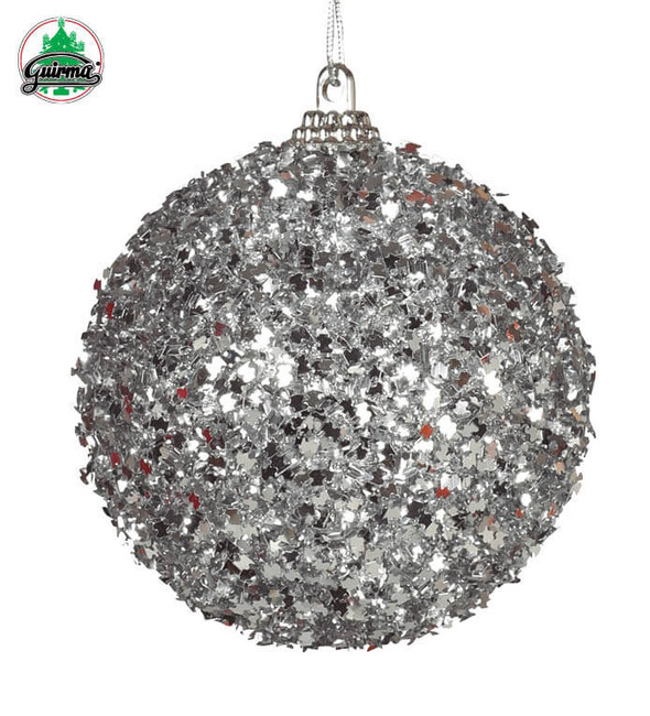 Vánoční koule stříbrná třpytivá 3ks 70mm