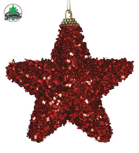 Vánoční hvězda červená třpytivá 4ks 6cm