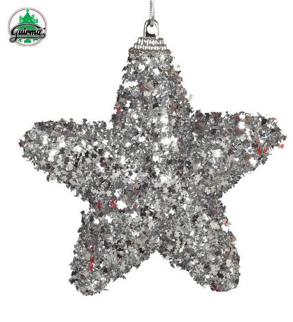 Vánoční hvězda stříbrná třpytivá 4ks 6cm
