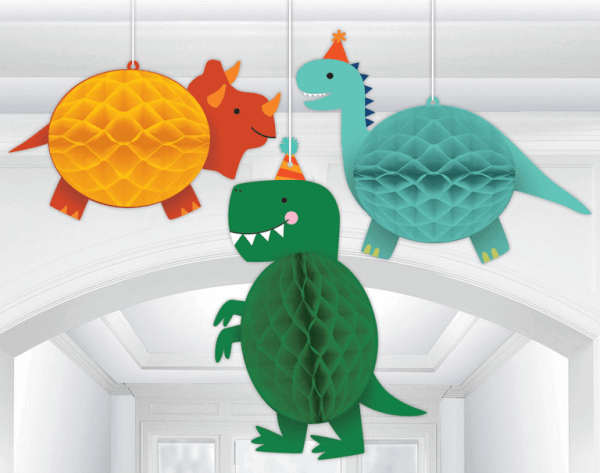 Levně Závěsné Honeycomb dekorace Dinosauři 3ks