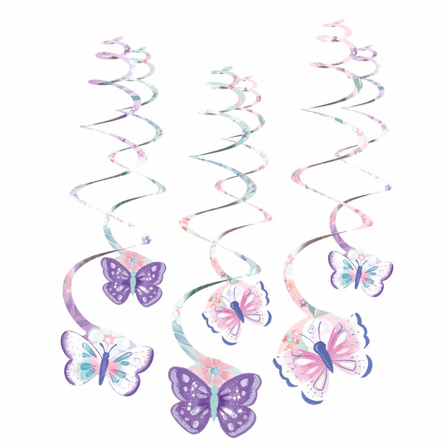 Závěsné spirály Motýlek pastelový 61cm 6ks