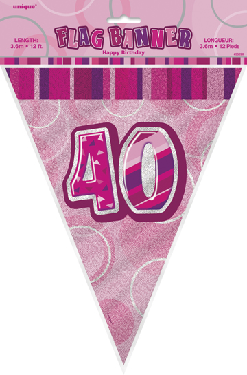 Vlaječky 40.narozeniny růžové 274cm