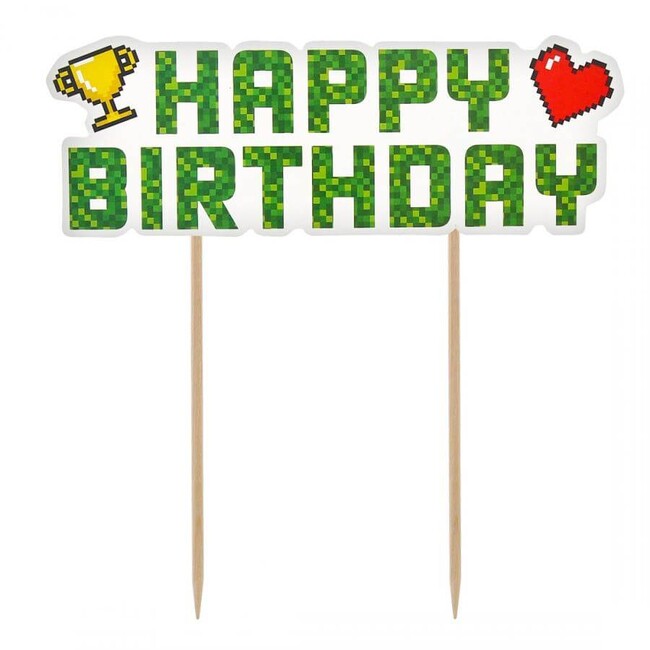 Levně Zápich na dort Minecraft Happy Birthday 14cm